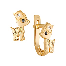 Серьги 20929  черн.ф,жел.ф (Au 585)